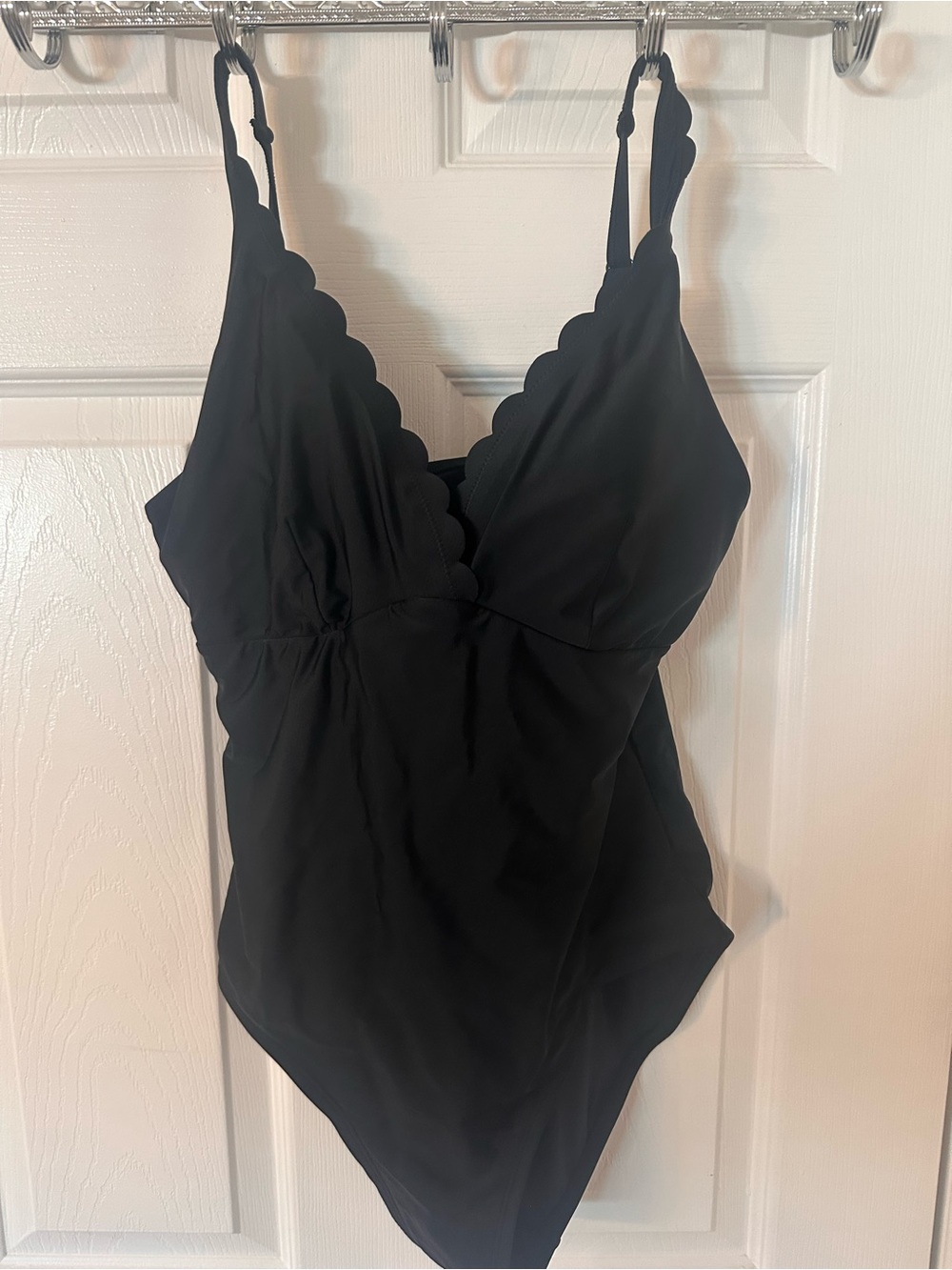 Roots Black Scallop-Edge One-Piece Swimsuit
